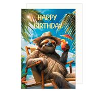 Edition Seidel Premium Carte d'anniversaire de qualité supérieure avec enveloppe. Carte de vœux Happy Birthday pour homme femme ami motif paresseux à l'étoile (G3560 SW024)