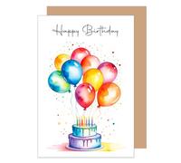 Edition Seidel Premium Carte d'anniversaire de qualité supérieure avec enveloppe. Carte de vœux Happy Birthday pour femme homme fille fils garçon maman ami motif ballons colorés (G3567 SW024)