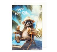 Edition Seidel Premium Carte d'anniversaire de qualité supérieure avec enveloppe. Carte de vœux Happy Birthday pour homme femme ami motif paresseux à l'étoile (G3561 SW024)