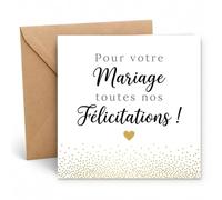 Edition Seidel Premium Carte de mariage carrée avec enveloppe. Carte de mariage Heureux Mariage en français pour couple amour élégant raffiné (HQ263 SW026)