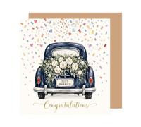 Edition Seidel Premium Carte de mariage carrée avec enveloppe. Carte de vœux pour mariés lui et elle mariée marié amour Just Married Mariage Oldtimer (HQ209 SW026)