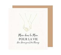 Edition Seidel Premium Carte de mariage carrée avec enveloppe. Carte de vœux pour mariés lui et elle pour toujours amour main dans la main (HQ253 SW026)