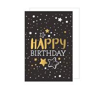 Edition Seidel Premium Carte de qualité supérieure d'anniversaire XXL avec enveloppe format A4. Carte de vœux Happy Birthday pour homme femme ami motif étoiles d'or (A4-G3457)