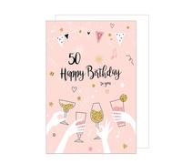 Edition Seidel Premium Carte de qualité supérieure XXL pour 50e anniversaire avec enveloppe format A4 Carte de vœux Happy Birthday pour elle femme petite amie maman (A4-GZ353-50)