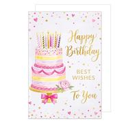Edition Seidel Premium XXL carte d'anniversaire avec enveloppe. Carte de vœux format DIN A4 Happy Birthday pour femme gâteau (A4-G1023)