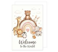 Edition Seidel Premium XXL carte de naissance avec enveloppe. Carte de vœux format DIN A4 avec texte en anglais pour bébé bienvenue welcome (34699 A4-E1004)