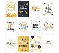 Edition Seidel Set de 12 cartes d'anniversaire exclusives de qualité supérieure avec gaufrage doré fin et enveloppe carte anniversaire