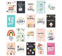 Edition Seidel Set de 20 cartes d'anniversaire, cartes postales, cartes de félicitations, cartes d'anniversaire pour homme et femme, cartes de vœux avec inscription « Happy Birthday »