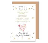 Edition Seidel VT109 SW2025 Carte de vœux de Saint-Valentin avec enveloppe Inscription en anglais True Love heartfelt message cœur aquarelle amour pour homme, femme, petit ami, petite amie