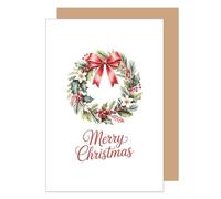 Edition Seidel W1043 SW025 Carte de vœux de Noël de qualité supérieure avec enveloppe pour femme et homme Motif couronne de Noël rétro