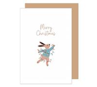 Edition Seidel W1065 SW025 Carte de vœux de Noël de qualité supérieure avec enveloppe pour femme homme et femme Style rétro Xmas Merry Christmas Lapin