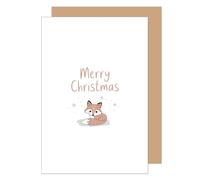 Edition Seidel W1073 SW025 Carte de vœux de Noël de qualité supérieure avec enveloppe pour femme, homme, rétro Merry Christmas Renard