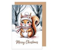 Edition Seidel W1087 SW025 Carte de vœux de Noël de qualité supérieure avec enveloppe pour femme, homme, style rétro, joyeux Noël, écureuil