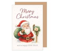 Edition Seidel W1110 SW025 Carte de vœux de Noël de qualité supérieure avec enveloppe pour femme, homme, Merry Christmas, Happy New Year Père Noël