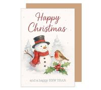 Edition Seidel W1113 SW025 Carte de vœux de Noël de qualité supérieure avec enveloppe pour femme, homme, style rétro, joyeux Noël, bonhomme de neige