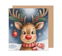 Edition Seidel WQ114 SW025 Carte de vœux de Noël carrée de qualité supérieure avec enveloppe pour femme, homme, joyeux Noël, renne magique de Noël