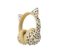 imoshion Casque enfants sans fil Éd. Spéciale – Oreilles chat LED limiteur décibels AUX – Léopard