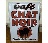 Éditions Clouet 29015 - Petite Plaque métal 15x21 cm Café Chat Noir - Chat Noir