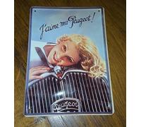 Éditions Clouet 29076 - Petite Plaque métal 15x21 cm Peugeot - J'aime ma Peugeot