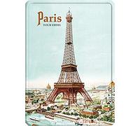 Éditions Clouet 29142 - Petite Plaque métal 15x21 cm Tour Eiffel - La Tour Eiffel