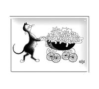 Éditions Clouet 29192 - Petite Plaque métal 15x21 cm Chats de Dubout - Famille nombreuse