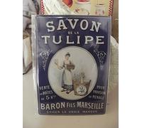 Éditions Clouet 29312 - Petite Plaque métal 15x21 cm Savon de la Tulipe Baron Fils - Lavandière