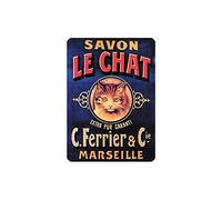 Éditions Clouet 29342 - Petite Plaque métal 15x21 cm Savon Le Chat - Le Chat