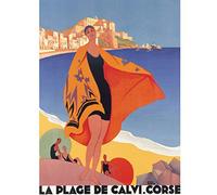 Éditions Clouet 50338 - Affiche touristique 50x70 cm PLM - Plage de Calvi