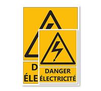 Éditions Legimedia Signalétique Danger électricité A4 - PVC Jaune - Kit de fixation inclus - Protection Anti-UV - Fabriqué en France