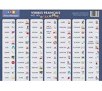 Editorial GEU Poster Didactique Avec Les Verbes | Poster Enfant et Adulte | Apprendre L'anglais - Apprendre L'allemand - Apprendre L'espagnol - Apprendre L'italien Avec Pictogrammes (Français)