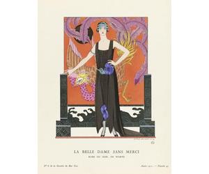 ÉDITORIAL La Belle Dame Sans Merci. Une belle femme sans merci. Robe du Soir de Worth. Robe de soirée par Worth. Illustration de mode art déco par l'artiste français George Barbier 1882-1932. L'œuvre