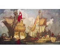 Editorial Queen Elizabeth I going on board the Golden Hind after the painting by Frank Brangwyn. From Britain and Her Neighbours 1485-1688 publié 1923. Poster imprimé par Hilary Jane Morgan (18 x 11)