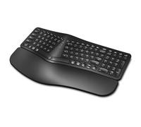 EDJO Clavier ergonomique sans fil rechargeable, Bluetooth/2,4 G sans fil avec repose-poignet rembourré, multi-appareils, design divisé, pour Windows/Mac/Android/iOS