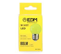 Edm Ampoule LED E27 1W 80lm Lumière Jaune 220° Ø45x69mm 25000h Classe F
