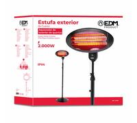 Edm Estufa de cuarzo de exterior 2000 W avec support mural et pied
