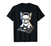 EDM Glitch Bouledogue Français DJ Headphones Rave Techno T-Shirt
