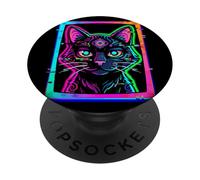 EDM Rave Outfits Festival Musique Électronique Chat Trippy PopSockets PopGrip Adhésif