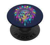 EDM Rave Outfits Festival Musique électronique Tête de Mort Trippy PopSockets PopGrip Adhésif