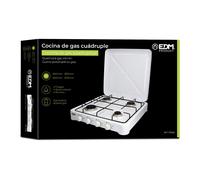 EDM Table de cuisson gaz émaillée 4 feux 57 x 52 x 7,5 cm Blanc