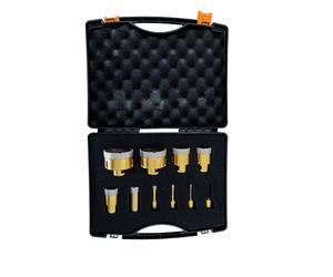EDMA - Coffret 10 Trépans Diamantés Meuleuse ø 6, 8, 10, 12, 28, 35, 40, 45, 65, 68 mm - Scie Cloche pour Carrelage - Forets Diamantées - 252055 - Outil de Travail pour Carreleur Professionnel