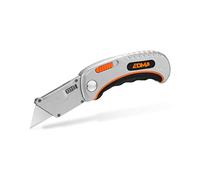 EDMA - Cutter Pliable à Lame Trapèze - Couteau Pliant avec Système de Changement de Lame Rapide et de Verrouillage de Sécurité - 170355 - Outil à Main de Chantier pour Professionnel et Particulier