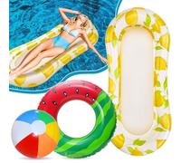 Edmirfun 3 Pièces Flottant Hamac Gonflable, Gonflables Bouee, Flotteur Gonflable Piscine, Anneaux de Natation et des Ballons de Plage, Les Enfants Adultes Plage Piscine Extérieure Fournitures de Fête