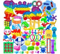 Edmirfun 64 Piezas Fidget Toys Set, Juguete Antiestres Sensoriales Adultos Niños, Con Dinosaurios Cangrejo Empujando Burbujas, Pequeños Regalos De Fiesta De Cumpleaños Para Niños Autismo Tdah