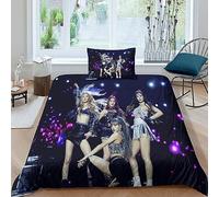 EDMKO Blackpink Ensemble De Literie Imprimé en 3D Parure De Lit Housse De Couette Sets en Microfibre Couette Sets -Doux Et Confortable Housse De Couettes Single（135x200cm）