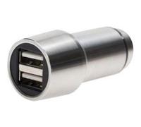 Ednet Premium - Adaptateur d'alimentation pour voiture - 24 Watt - 4.8 A - 2 connecteurs de sortie (USB) - argent Argent G