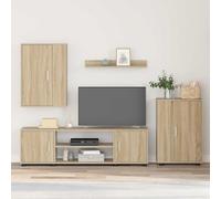 EDNRSOG Lot de 4 meubles TV muraux en chêne Sonoma - Ensemble composé d'un support TV, d'une armoire autoportante, d'une armoire murale et d'une étagère murale - Design peu encombrant
