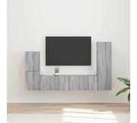 EDNRSOG Lot de 4 meubles TV muraux gris en bois Sonoma moderne avec plusieurs compartiments et armoires pour beaucoup d'espace de rangement dans le salon