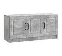 EDNRSOG Meuble TV moderne gris béton 99 x 34,5 x 47 cm en bois avec deux grands compartiments et poignées d'arc noires, design minimaliste pour salon