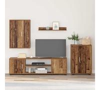 EDNRSOG Meuble TV mural en bois 4 pièces avec support TV, armoire autoportante, armoire murale et étagère murale. Design moderne qui permet d'économiser de l'espace au sol et offre une utilisation