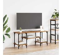EDNRSOG Meuble TV rustique ouvert avec étagères en bois composite et fer, 102 x 35 x 45,5 cm, pieds en flèche, beaucoup d'espace de rangement pour l'électronique et la décoration, facile d'entretien
